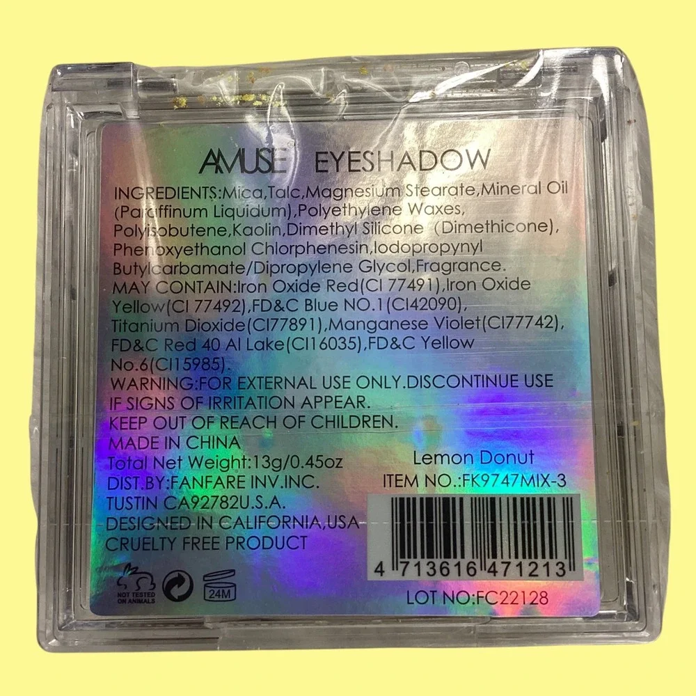 Amuse I'm Donuts About You Eyeshadow Palette 9 Pan Lemon Donut Yellow Gold Brown